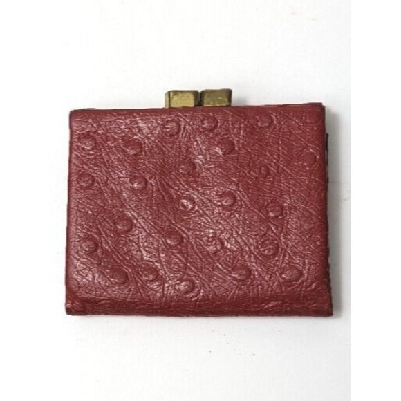 Buxton Coin Purse Womens Small Red Top Grain Cowhide Leather Trifold Coin Wallet - Picture 2 of 5